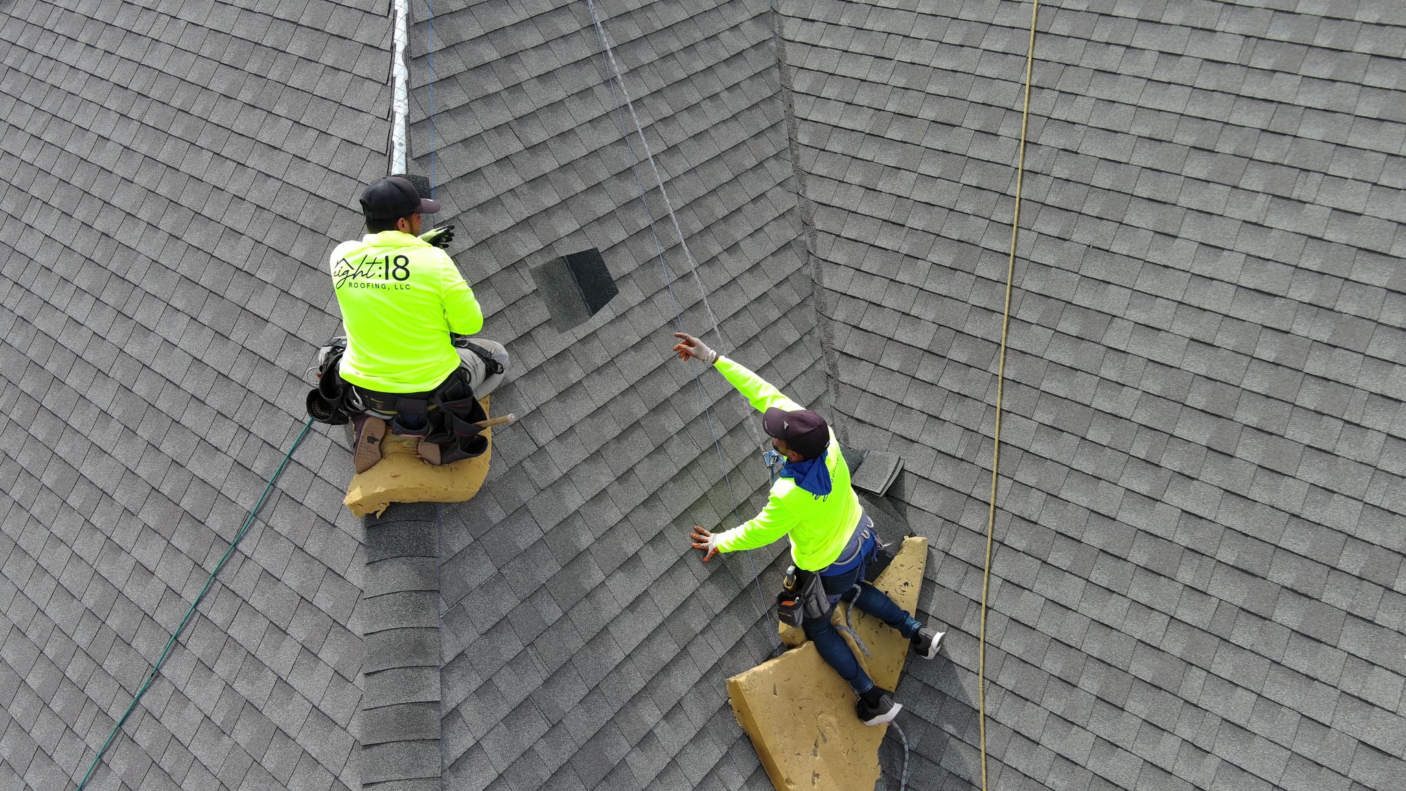 8:18 Roofing team on the job